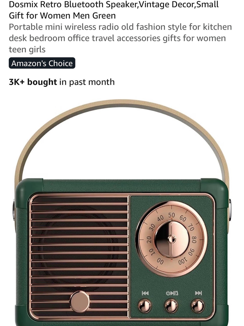 Retro Bluetooth Speaker - Green with Rose Gold Accents small sized